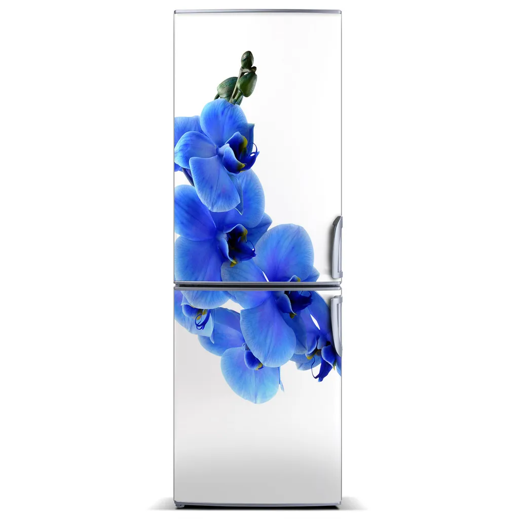 Tulup Kühlschrankdekoration - Magnetmatte - 70 cm x 190 cm - Magnet auf dem Kühlschrank - Blaue Orchidee